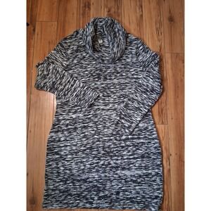 Old Navy Womens XXL Cowl Neck Space Dye Knit Sweater Dress Black White
